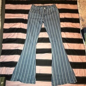 Rock & Roll Cowgirl Blue Striped Boot Cut Jeans